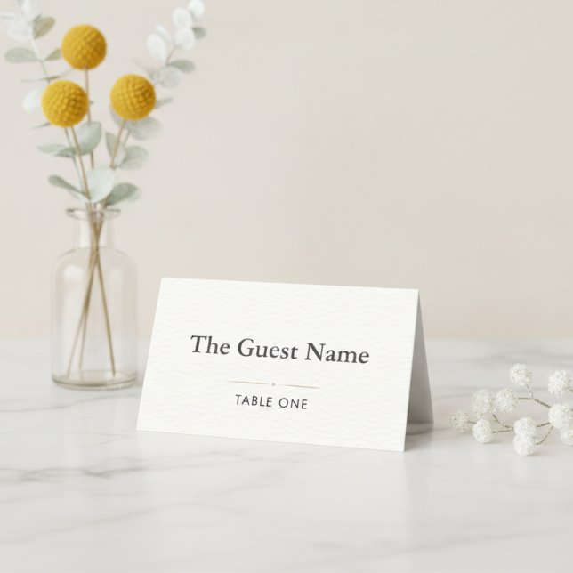 Editorial Minimalist Winter Wedding Folded   Place Card (Editorial Minimalist Winter Wedding Serif Typography Place Cards
)