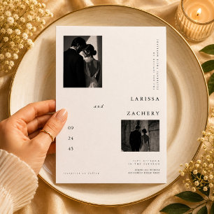 Editorial Monogram Photo Wedding Invitation
