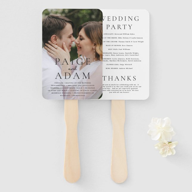 Editorial Photo Modern Wedding Program Hand Fan (Front and Back)
