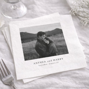 Editorial Photo Serif Black White Wedding Napkin
