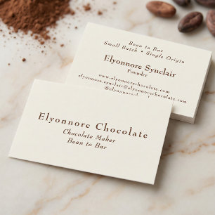 Editorial Serif Bean to Bar Chocolate Maker Business Card