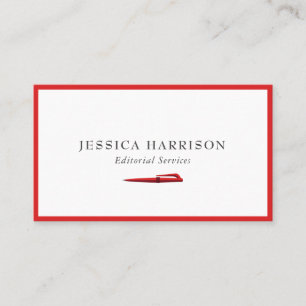 Editorial Services Red Border Business Card