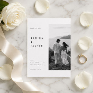 Editorial Side Panel Wedding Save The Date Card