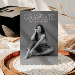 Editorial Soft Pink Typography Graduation Invitation