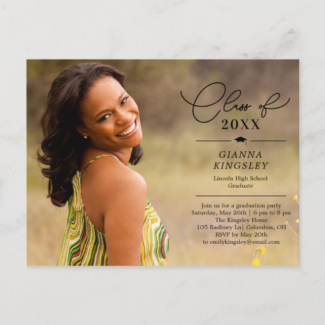 Editorial Style Graduation Invitation Postcard (Front)