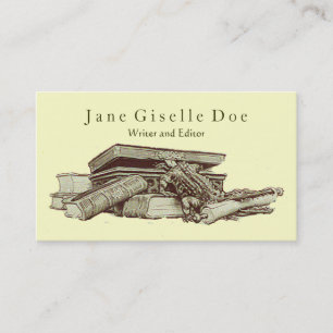 Editor's Vintage Business Card; Crocodile & Books Card