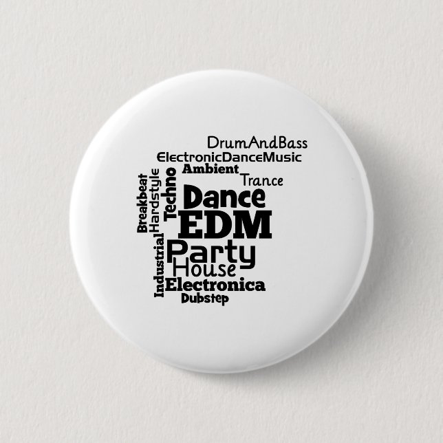 EDM Dance Party Word Cloud 2 Inch Round Button (Front)