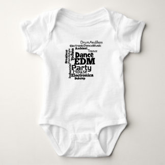 EDM Dance Party Word Cloud Baby Bodysuit