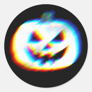 EDM Glitchy White Pumpkin Classic Round Sticker