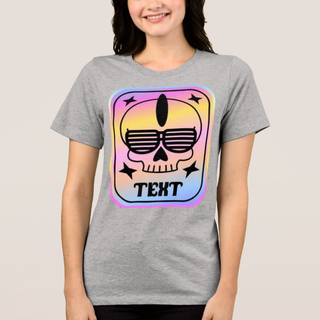 EDM Party Skull Badge with Custom Text  Tri-Blend Shirt (Front)