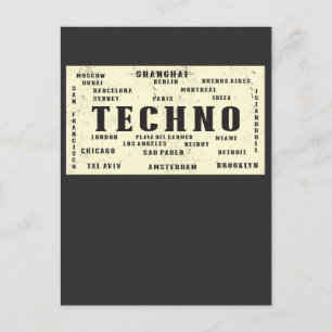 EDM Techno Underground International Rave Cities Postcard