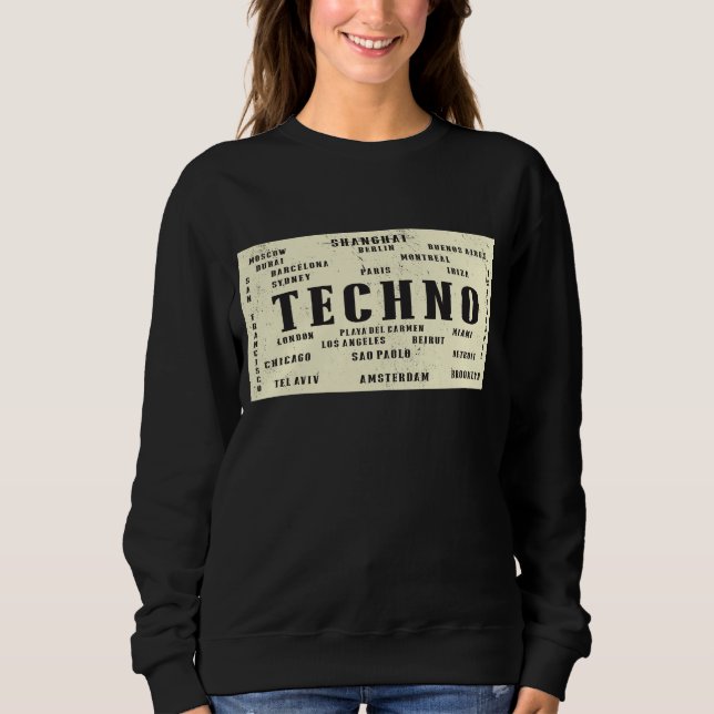 EDM Techno Underground International Rave Cities Sweatshirt (Front)