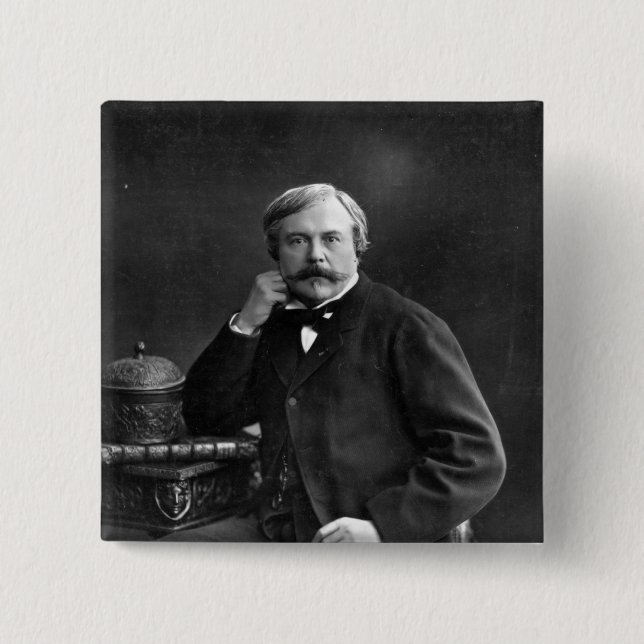 Edmond de Goncourt 2 Inch Square Button (Front)