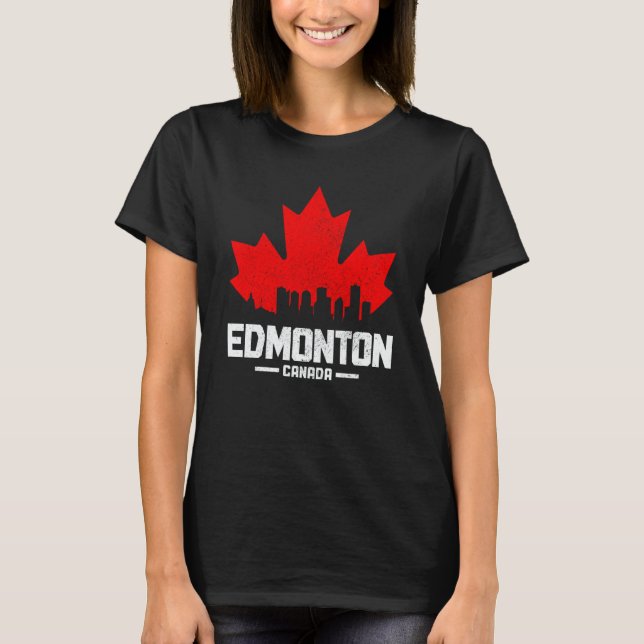 Edmonton Alberta Canada Maple Leaf Canadian Flag S T-Shirt (Front)