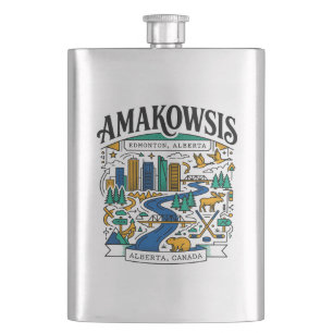 Edmonton Alberta Canada River Valley City Skyline Hip Flask