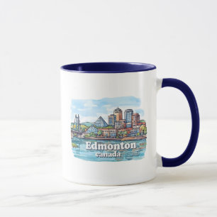 Edmonton Alberta Canada Watercolor Cute Skyline Mug