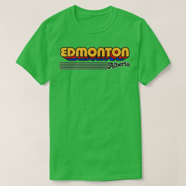 Edmonton Alberta Retro Stripes T-Shirt (Design Front)