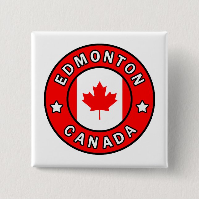 Edmonton Canada 2 Inch Square Button (Front)