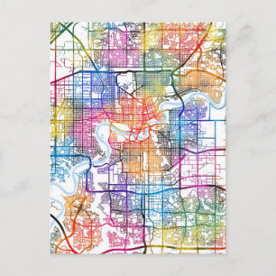 Edmonton Canada City Map Postcard