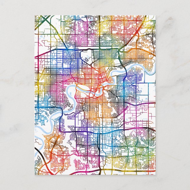 Edmonton Canada City Map Postcard (Front)