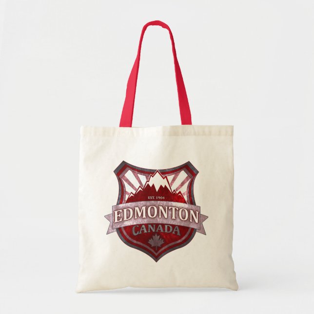 Edmonton Canada red grunge shield tote bag (Front)