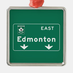 Edmonton, Canada Road Sign Metal Ornament