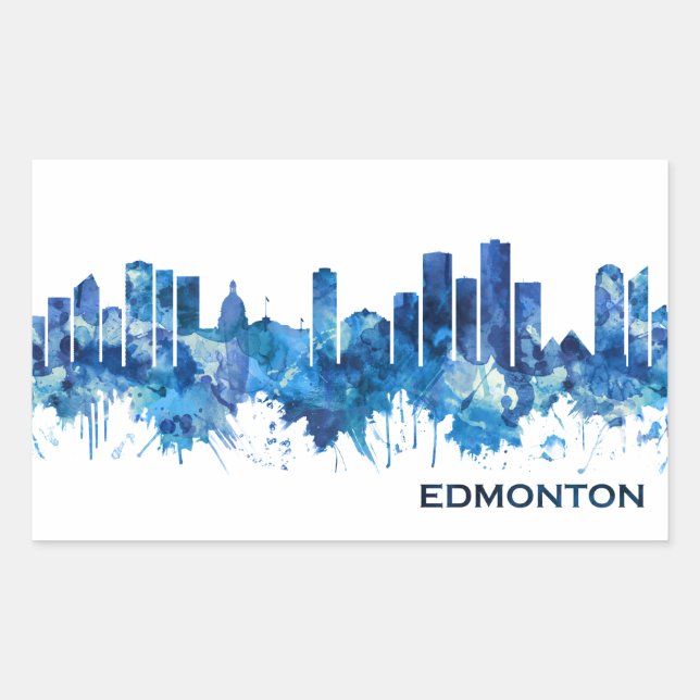 Edmonton Canada Skyline Blue Sticker (Front)