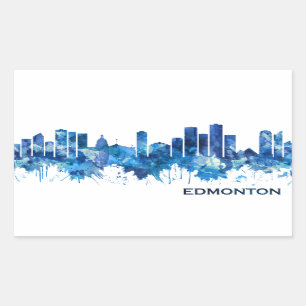 Edmonton Canada Skyline Blue Sticker