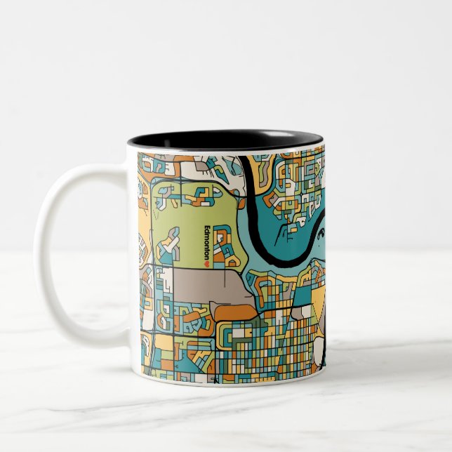 Edmonton map Two-Tone coffee mug (Left)