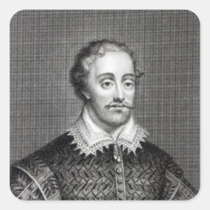 Edmund Spenser, engraved by Burnet Reading Square Sticker