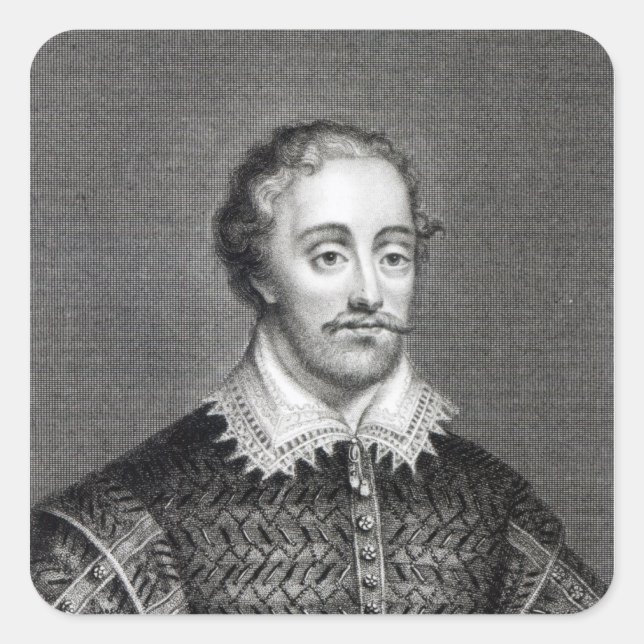 Edmund Spenser, engraved by Burnet Reading Square Sticker (Front)