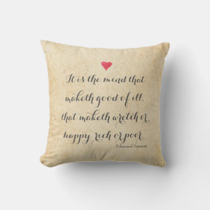 Edmund Spenser, quote and portrait Throw Pillow