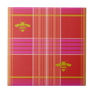 Edmund Tartan strawberry Ceramic Tile