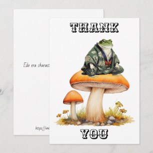   Edo era character frog sitting on mushroom Thank You Card