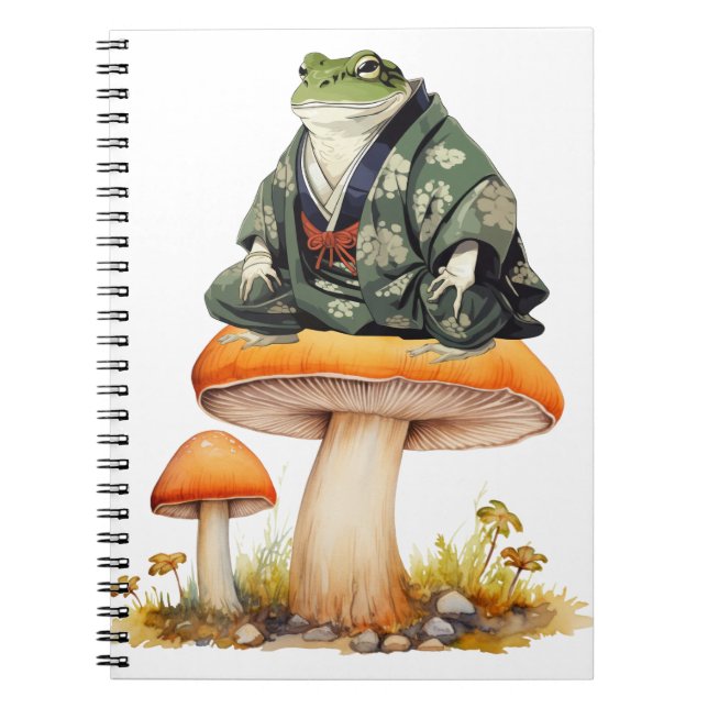  Edo era shogun frog sitting on mushroom Notebook (Front)