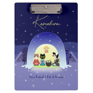 Edo-Neko's Snowy Celebration Clipboard