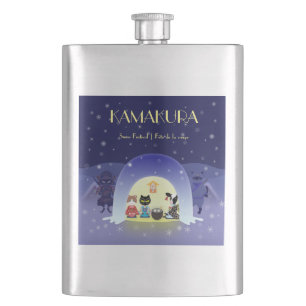Edo-Neko's Snowy Celebration  Hip Flask