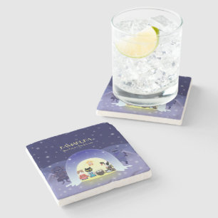 Edo-Neko's Snowy Celebration Stone Coaster