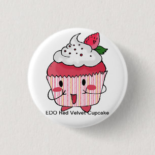 EDO red velvet cupcake 1 Inch Round Button