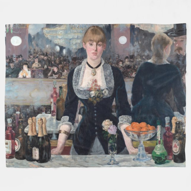 Edouard Manet - A Bar at the Folies-Bergere Fleece Blanket (Front (Horizontal))
