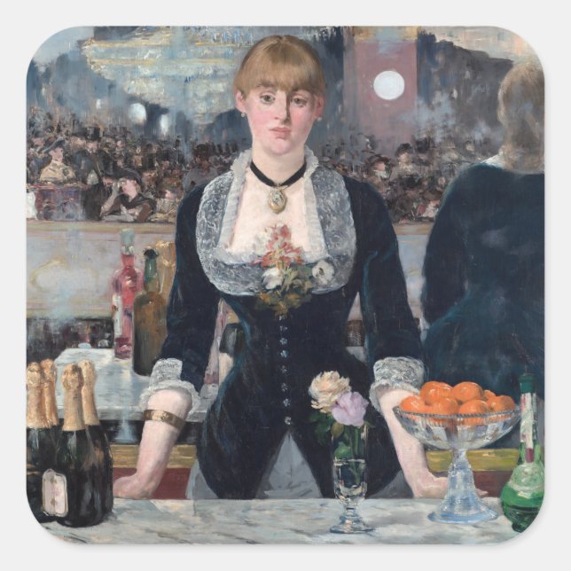 Edouard Manet - A Bar at the Folies-Bergere Square Sticker (Front)