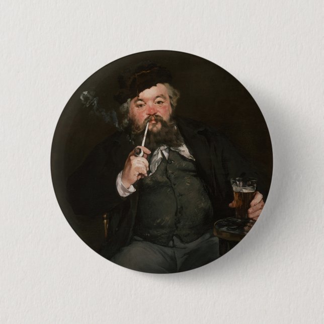 Edouard Manet - A Good Glass of Beer / Le bon bock 2 Inch Round Button (Front)