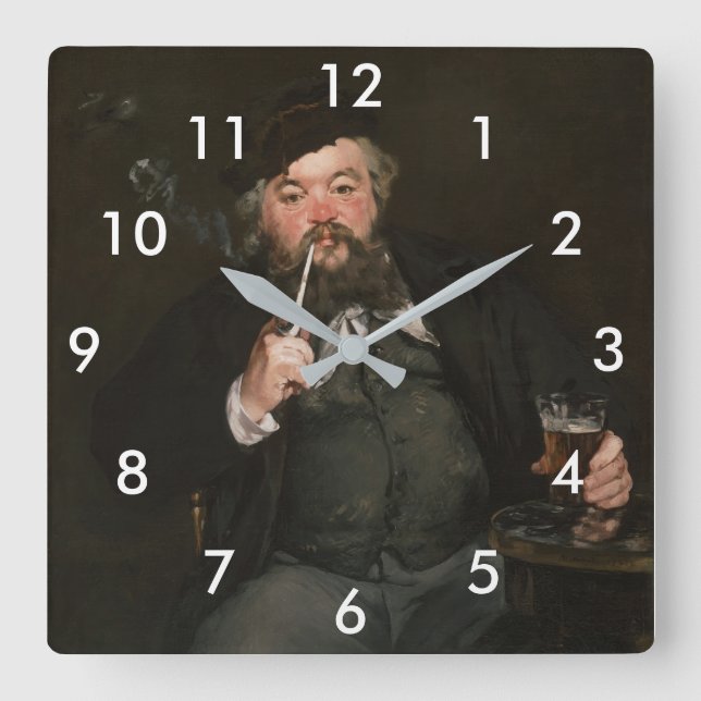 Edouard Manet - A Good Glass of Beer / Le bon bock Square Wall Clock (Front)