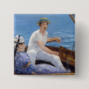 Edouard Manet - Boating 2 Inch Square Button