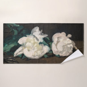 Edouard Manet - Branch of White Peonies, Secateurs Bath Towel Set