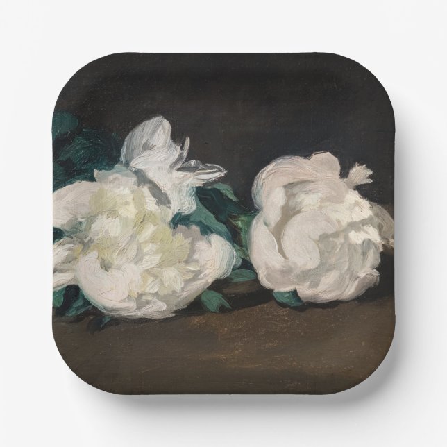Edouard Manet - Branch of White Peonies, Secateurs Paper Plate (Front)
