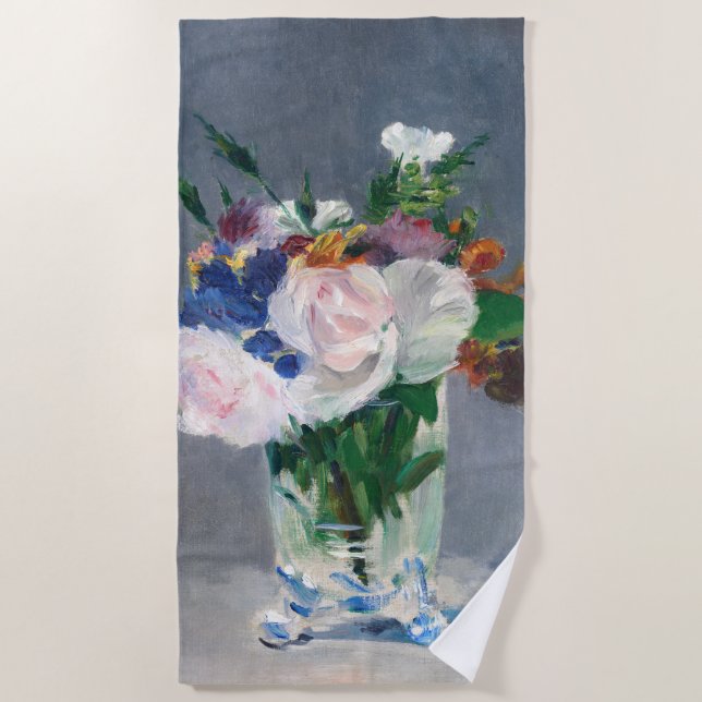 Edouard Manet - Flowers in a Crystal Vase Beach Towel (Front)