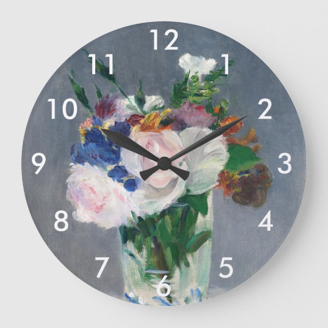 Edouard Manet - Flowers in a Crystal Vase Large Clock (Front)