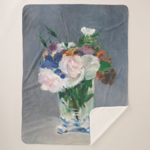 Edouard Manet - Flowers in a Crystal Vase Sherpa Blanket