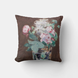 Edouard Manet - Flowers in a Crystal Vase Throw Pillow